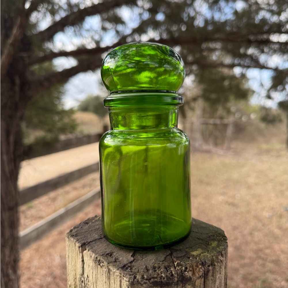 Vintage Belgian Green Apothecary Jar
